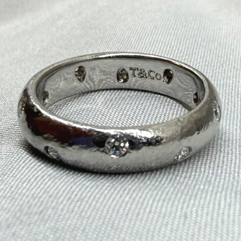 Tiffany & Co Etoile Ring Womens Size 5 Silver Good Platinum Diamond Band